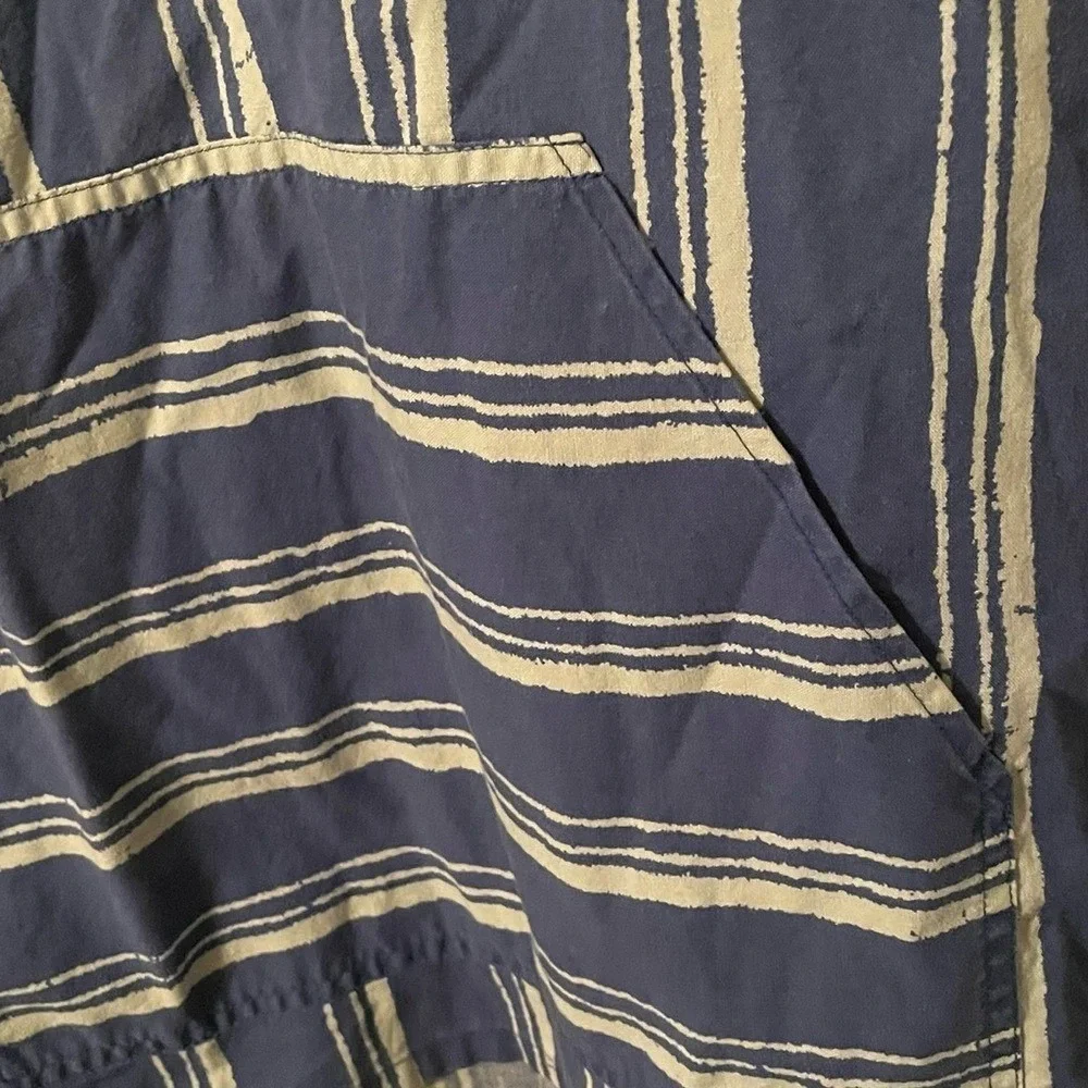 J. Crew Men's‎ Blue White Cotton Striped Shirt Hoodie Sweatshirt Size L